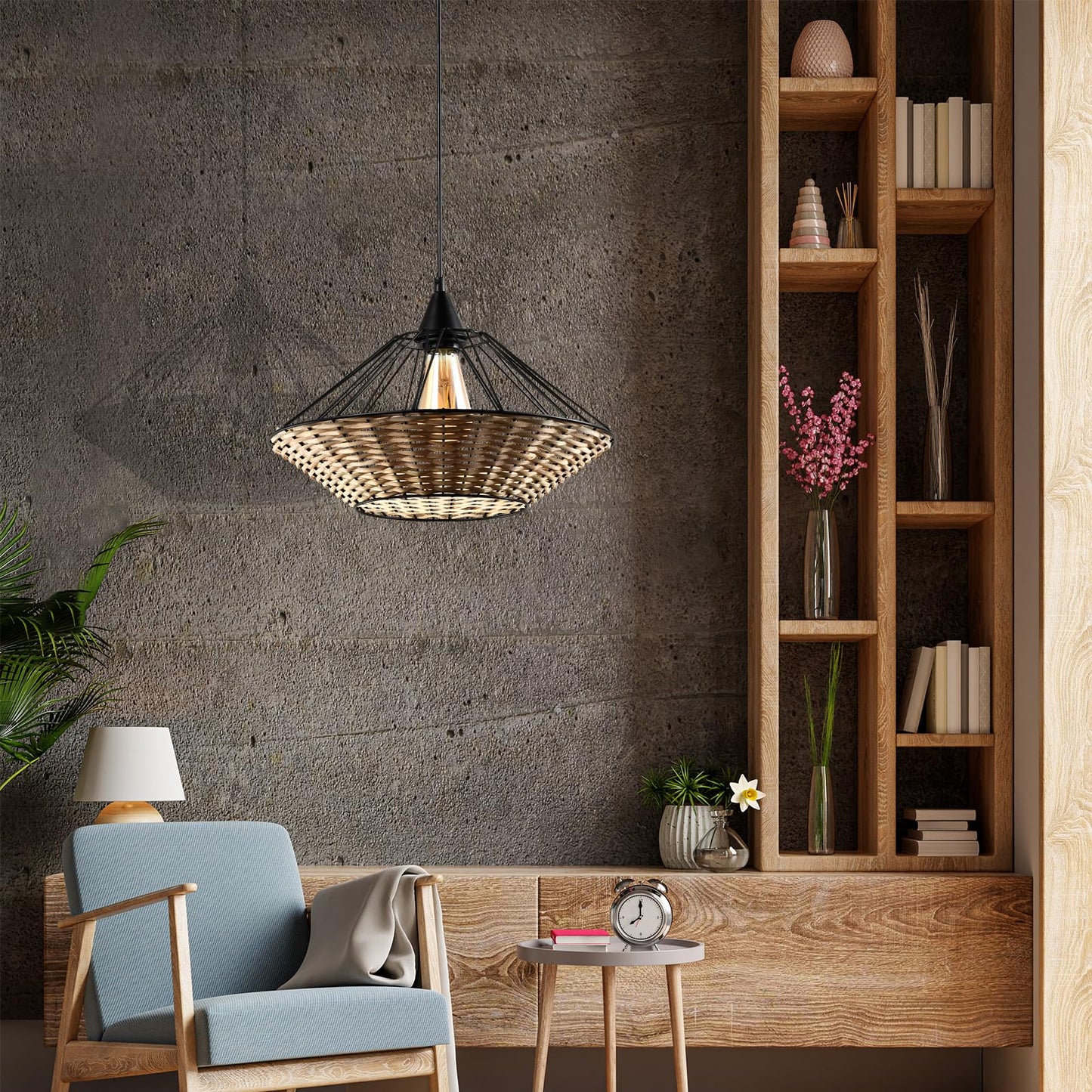 LQWELL® E27 Hanging Lamp Black, Retro Chandelier Pendant Light, Modern Height-Adjustable Vertigo Lamp for Bedroom Living Room Dining Room Cafes Restaurant Bar Counter