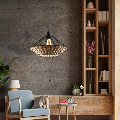 LQWELL® E27 Hanging Lamp Black, Retro Chandelier Pendant Light, Modern Height-Adjustable Vertigo Lamp for Bedroom Living Room Dining Room Cafes Restaurant Bar Counter