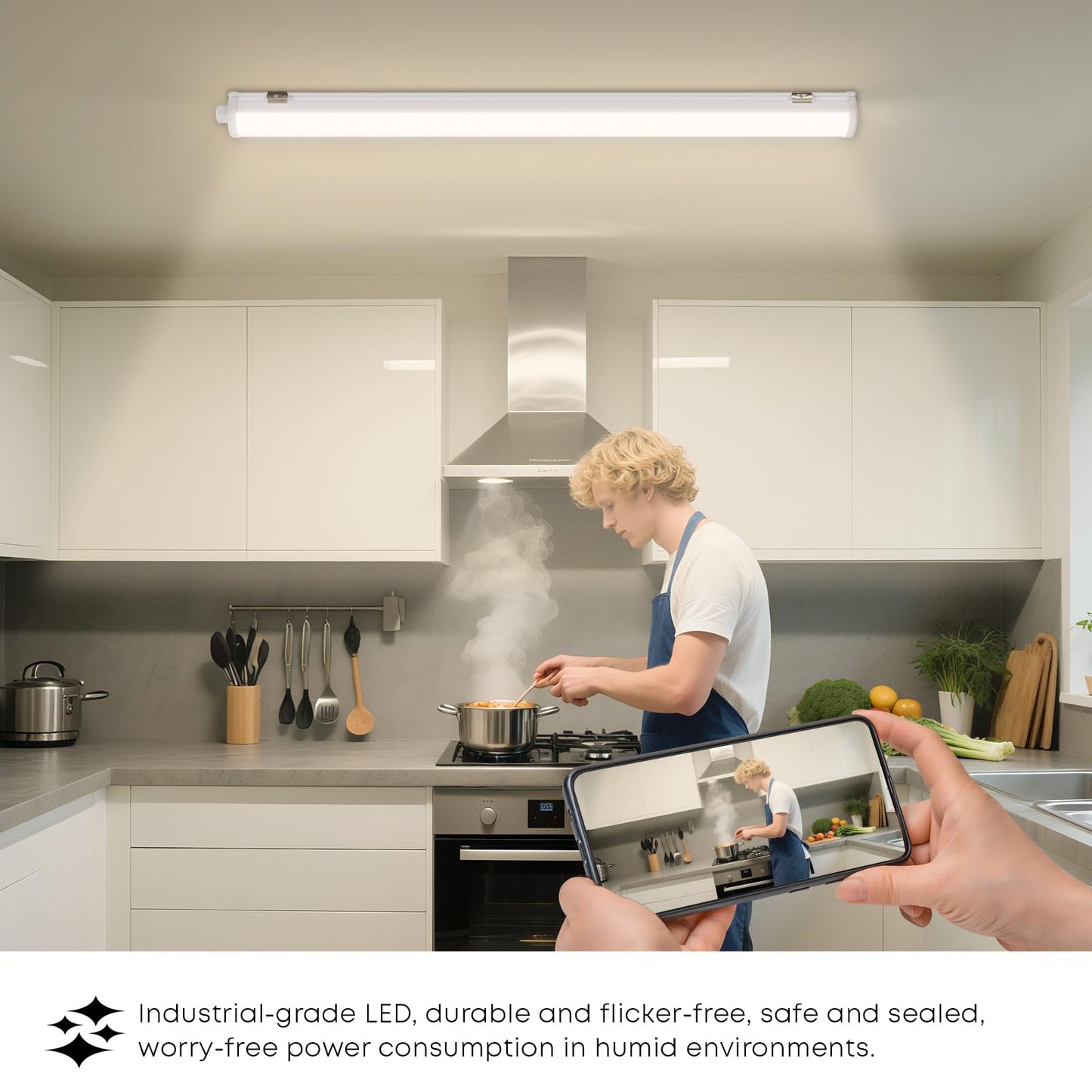 LQWELL LED Feuchtraumleuchte, LED Röhre 120x6.8x5cm IP65 Wasserfest, 36W 4050LM 4000K, Deckenleuchte Lange als Kellerleuchte, Wannenleuchte, Nassraumleuchte, Garagelampe, Werkstattlampe, 5 Stück