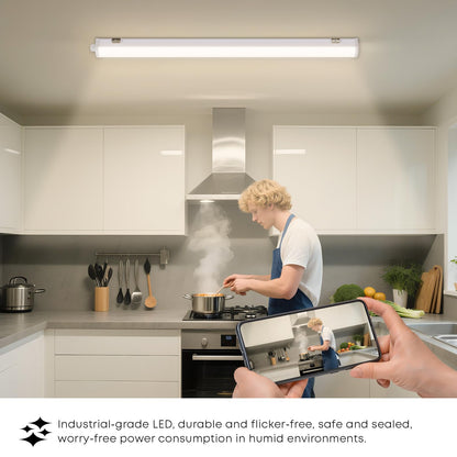 LQWELL LED Feuchtraumleuchte, LED Röhre 120x6.8x5cm IP65 Wasserfest, 36W 4050LM 4000K, Deckenleuchte Lange als Kellerleuchte, Wannenleuchte, Nassraumleuchte, Garagelampe, Werkstattlampe, 5 Stück