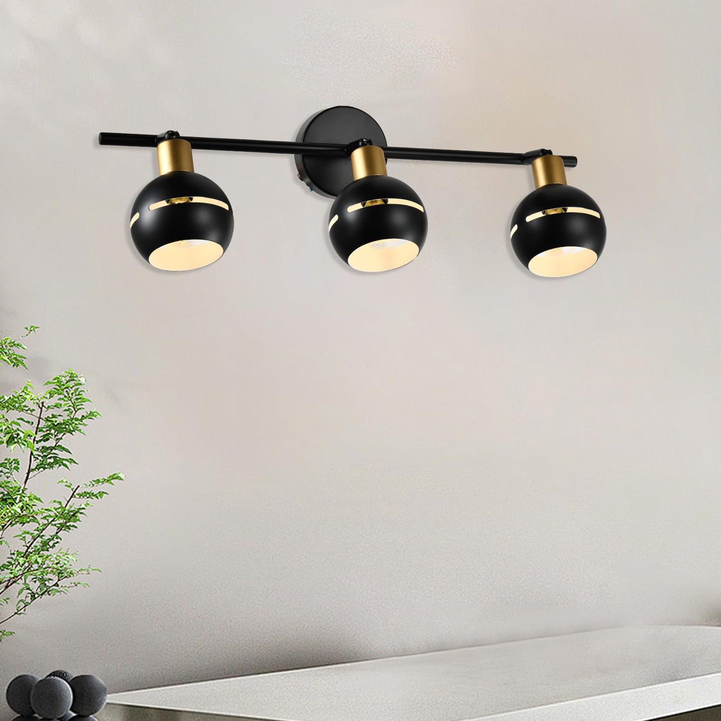 LQWELL® LED Ceiling Light Spotlight, Black Ceiling Spotlights E27 Ceiling Lamp Rotatable Wall Lamp Kitchen Light 2 3 4 Flames for Bedroom Living Room Dining Room Bar Shop Studio