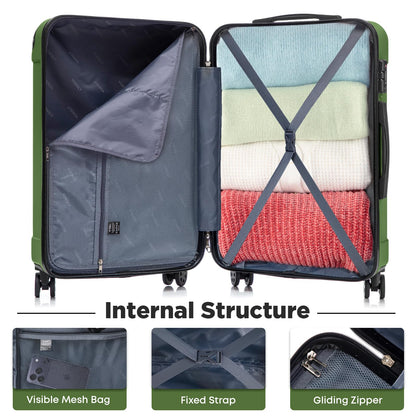 YONSLY® Premium Travel Suitcase TSA Lock, YKK Zipper Hardshell Suitcase Trolley Cabin Suitcase Rolling Suitcase Hand Luggage 4 Wheels