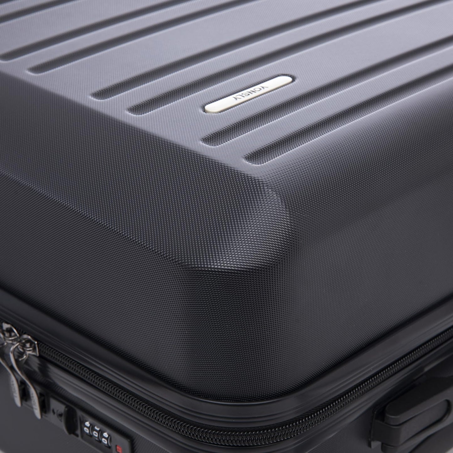 YONSLY® Koffer Suitcase, Trolley Reisekoffer, Rollkoffer Handgepäck Kabinenkoffer mit 4 Rollen 360°, Hartschalenreisekoffer, Zahlenschloss, Weicher Gummigriff