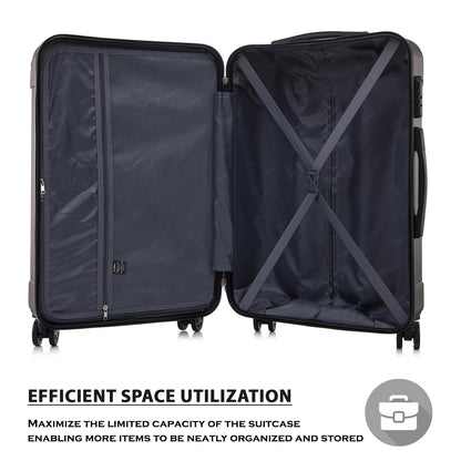 YONSLY® Suitcase Set, Trolley Travel Suitcase, Spinner Carry-On, Luggage Set with 360° Wheels, Hardshell Suitcase, Combination Lock, Rubber Handle (4-Piece Set, S,M,L&XL)
