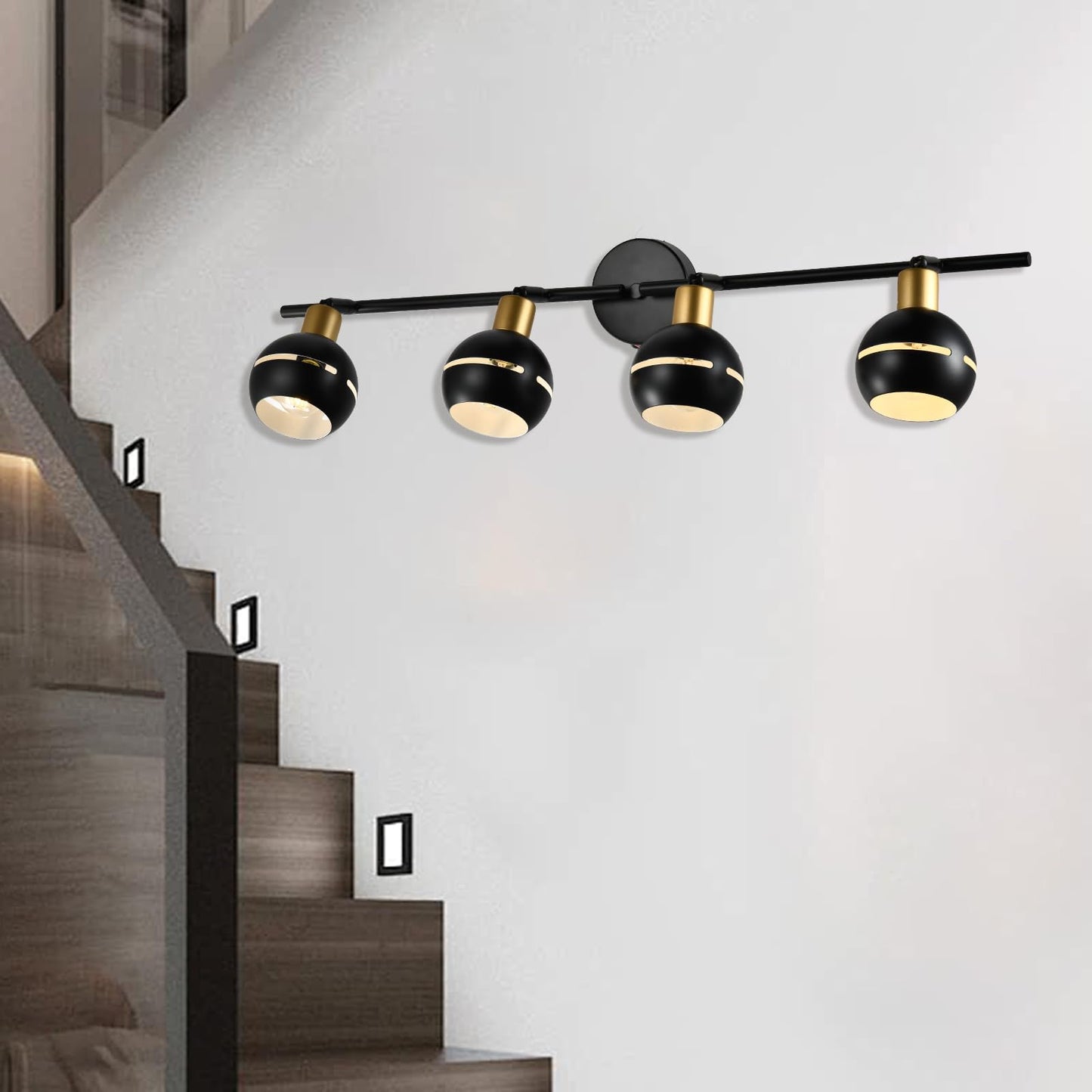 LQWELL® LED Ceiling Light Spotlight, Black Ceiling Spotlights E27 Ceiling Lamp Rotatable Wall Lamp Kitchen Light 2 3 4 Flames for Bedroom Living Room Dining Room Bar Shop Studio