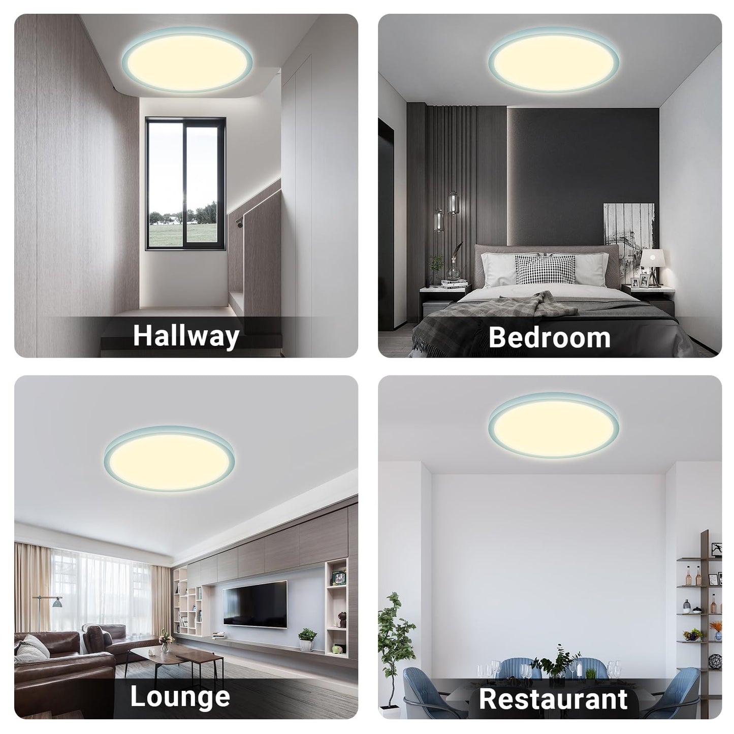 LQWELL® Ceiling Light LED Ceiling Lamp, IP44 Waterproof Bathroom Lamp Round Flat 23W 3000K 2400LM Modern Simple Lamp Thin for Living Room Bathroom Bedroom Kitchen Balcony Basement Office, 300 * 25mm
