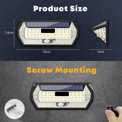 LQWELL® Solar Outdoor Lights with Motion Sensor, 300° LED Solar Lamps, Solar Wall Light, Super Bright Outdoor Light IP65 Waterproof, 3 Modes, 148 LED for Garden Terrace Garage (2 Pcs)