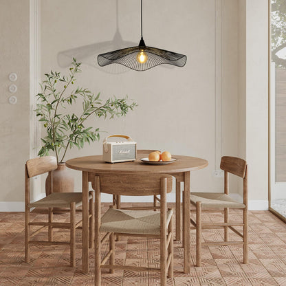 LQWELL® LED Pendant Lamp Black Hat Line, Retro Hanging Lamp E27 Vertigo Lamp Height Adjustable Chandelier for Living Room Bedroom Dining Room Cafes Studio Bar Counter Decor