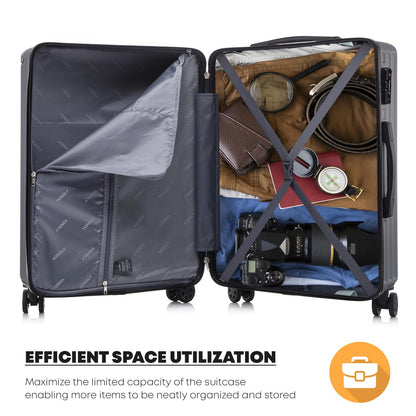 YONSLY® Premium Reisekoffer TSA-Schloss,YKK-Reißverschluss Hartschalen-Koffer Trolley Kabinenkoffer Rollkoffer Suitcase Handgepäck 4 Rollen (M-L-XL-Set)