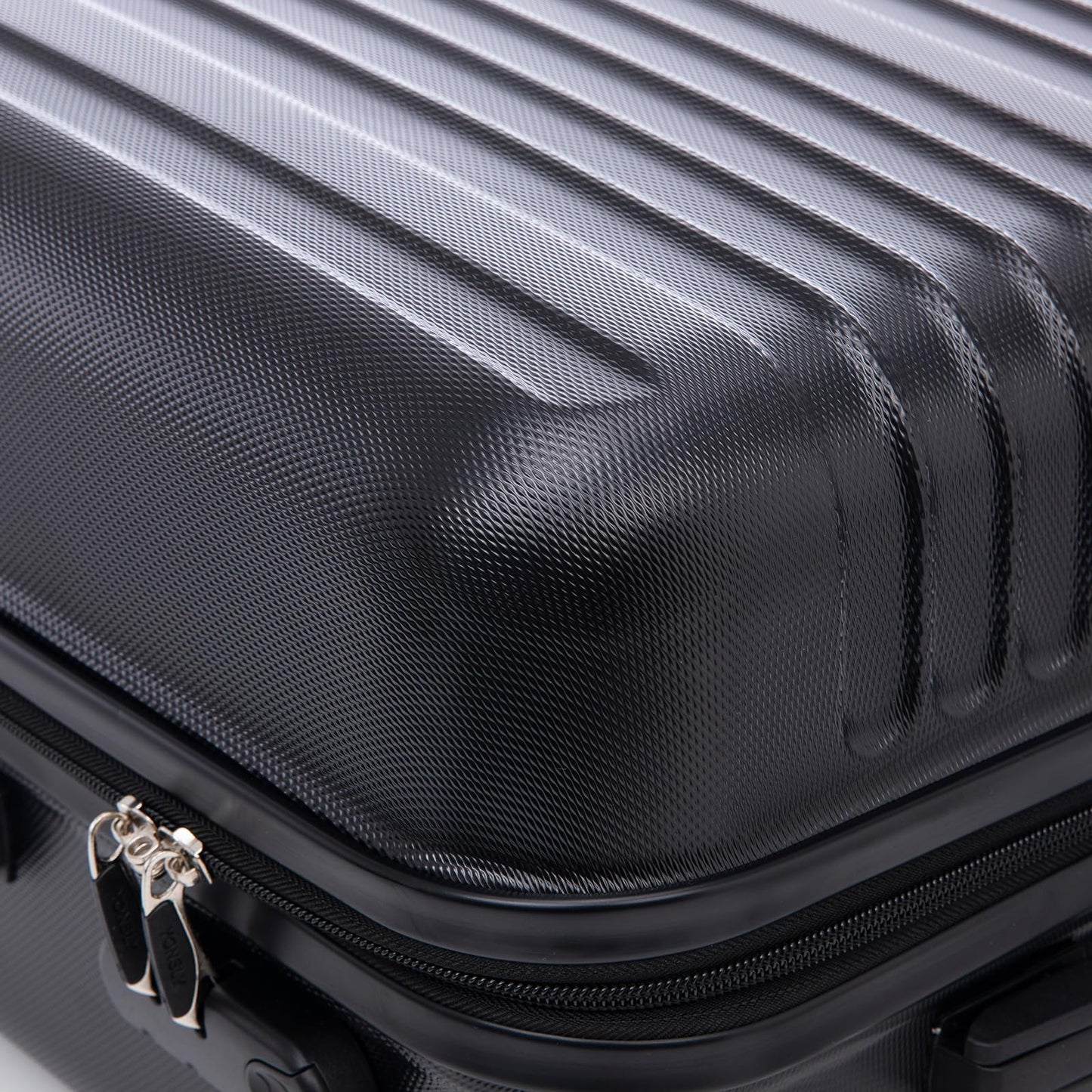 YONSLY® Reisekoffer Trolley Set, Rollkoffer Handgepäck, Kofferset, Gepäckset, Travel Koffer Suitcase Hartschalenreisekoffer mit Rollen 360°, Zahlenschloss, Weicher Gummigriff (3er Set,M,L&XL,Schwarz)