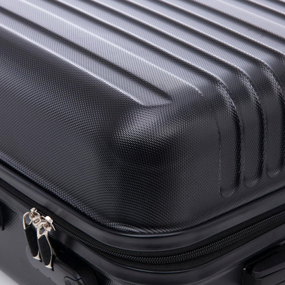 YONSLY® Reisekoffer Trolley Set, Rollkoffer Handgepäck, Kofferset, Gepäckset, Travel Koffer Suitcase Hartschalenreisekoffer mit Rollen 360°, Zahlenschloss, Weicher Gummigriff (3er Set,M,L&XL,Schwarz)