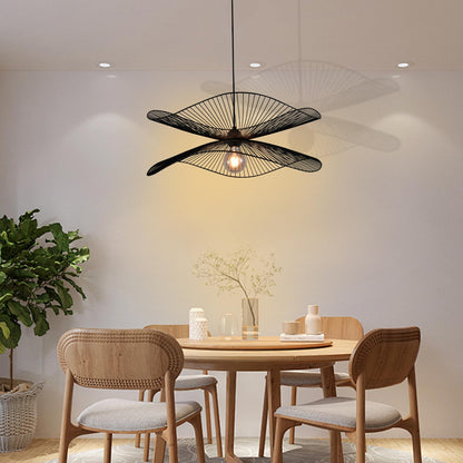 LQWELL® LED Pendant Lamp Black Hat Line, Retro Hanging Lamp E27 Vertigo Lamp Height Adjustable Chandelier for Living Room Bedroom Dining Room Cafes Studio Bar Counter Decor