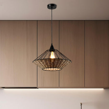 LQWELL® E27 Hanging Lamp Black, Retro Chandelier Pendant Light, Modern Height-Adjustable Vertigo Lamp for Bedroom Living Room Dining Room Cafes Restaurant Bar Counter