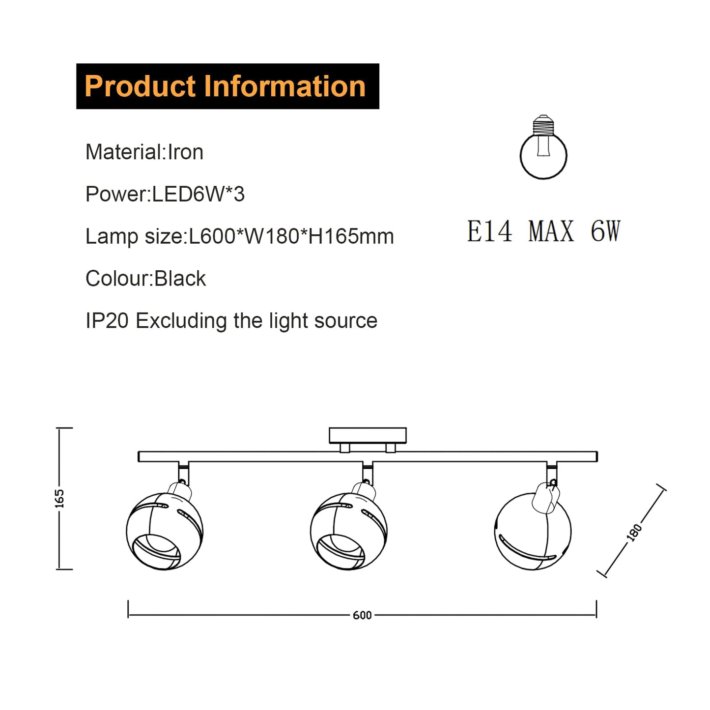 LQWELL® LED Ceiling Light Spotlight, Black Ceiling Spotlights E27 Ceiling Lamp Rotatable Wall Lamp Kitchen Light 2 3 4 Flames for Bedroom Living Room Dining Room Bar Shop Studio