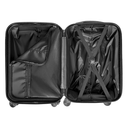 YONSLY® Suitcase Set, Trolley Travel Suitcase, Spinner Carry-on Luggage with 4 360° Wheels, ABS Hardshell, Security Lock, Soft Rubber Handle, 210D Lining (3-piece Set, M,L&XL, Black)