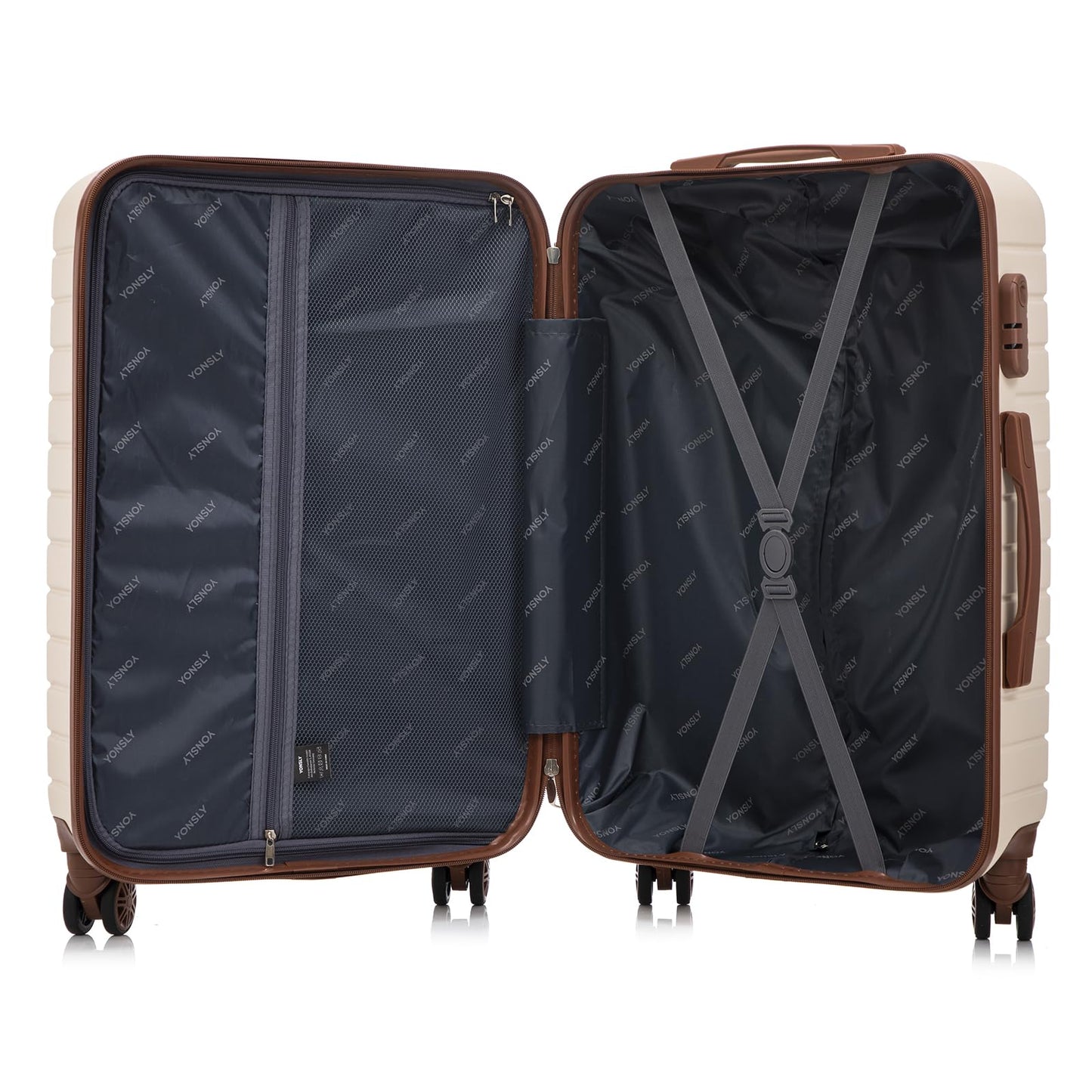 YONSLY® Reisekoffer Trolley Rollkoffer Handgepäck Set, Kabinenkoffer, Hartschalenreisekoffer Koffer Suitcase mit 4 Rollen 360°, Zahlenschloss, Weicher Gummigriff