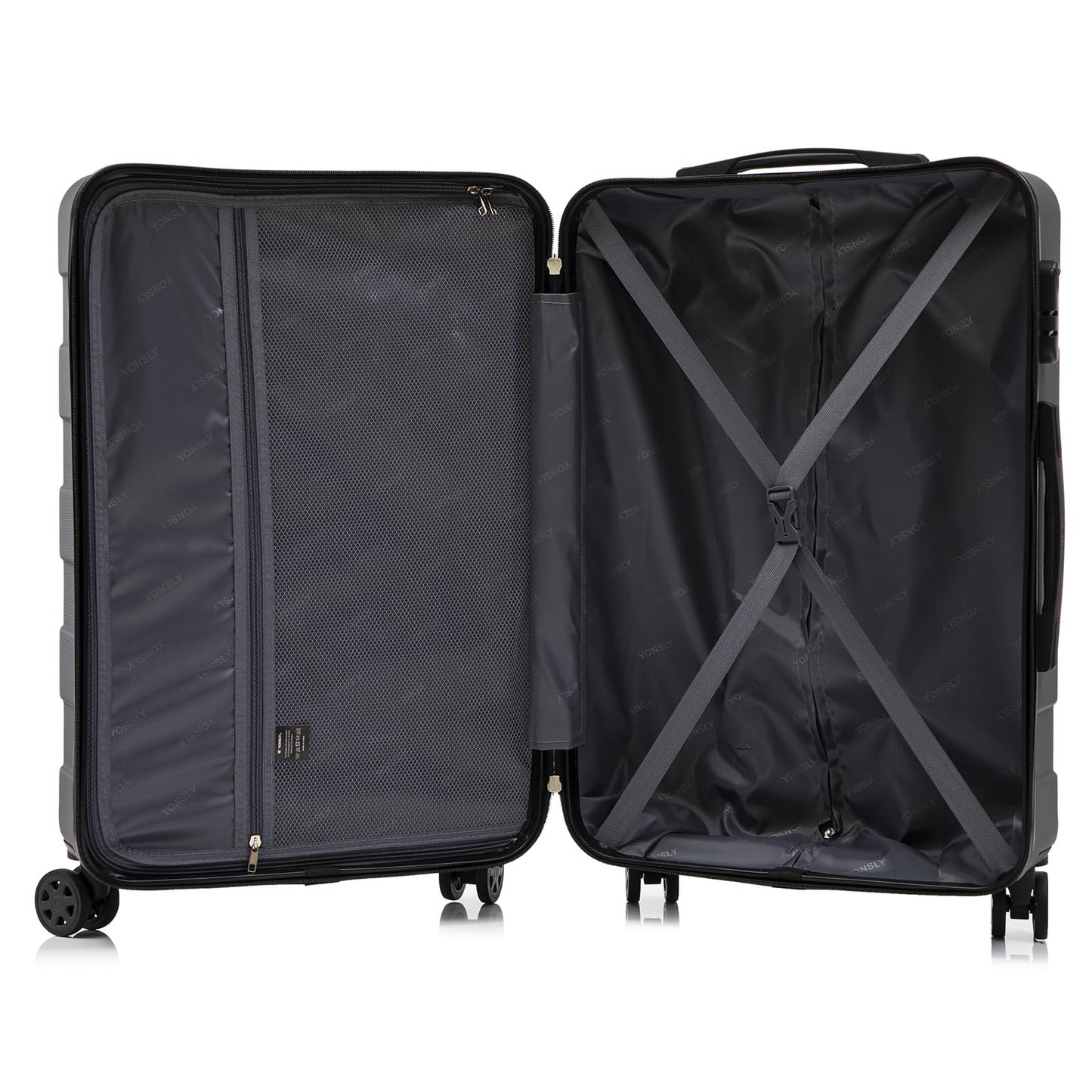 YONSLY® Trolley Travel Suitcase, Rolling Carry-on Luggage, Hardshell Suitcase with 4 360° Spinner Wheels, Combination Lock, Soft Rubber Handle