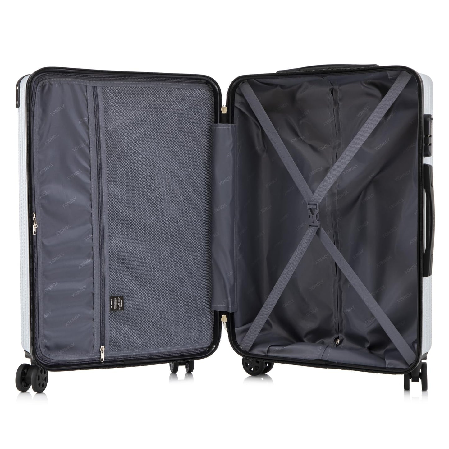 YONSLY® Trolley Suitcase, Rolling Carry-on Luggage, Cabin Suitcase Hard-Shell Travel Suitcase with 4 360° Wheels, Combination Lock, Soft Rubber Handle