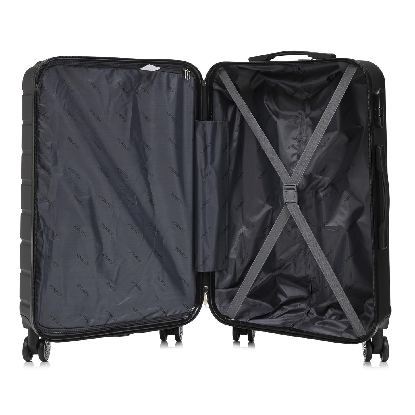 YONSLY® Trolley Reisekoffer Set, Koffer Suitcase, Rollkoffer Handgepäck Hartschalenreisekoffer mit Zahlenschloss, 4 Rollen 360°, Weicher Gummigriff