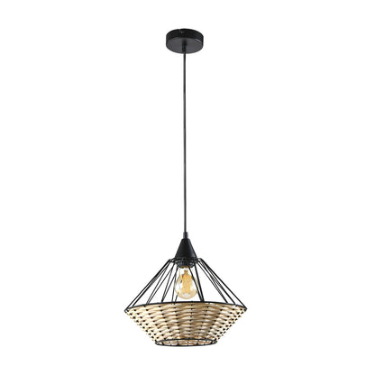 LQWELL® E27 Hanging Lamp Black, Retro Chandelier Pendant Light, Modern Height Adjustable Vertigo Lamp for Bedroom Living Room Dining Room Cafes Restaurant Bar Counter