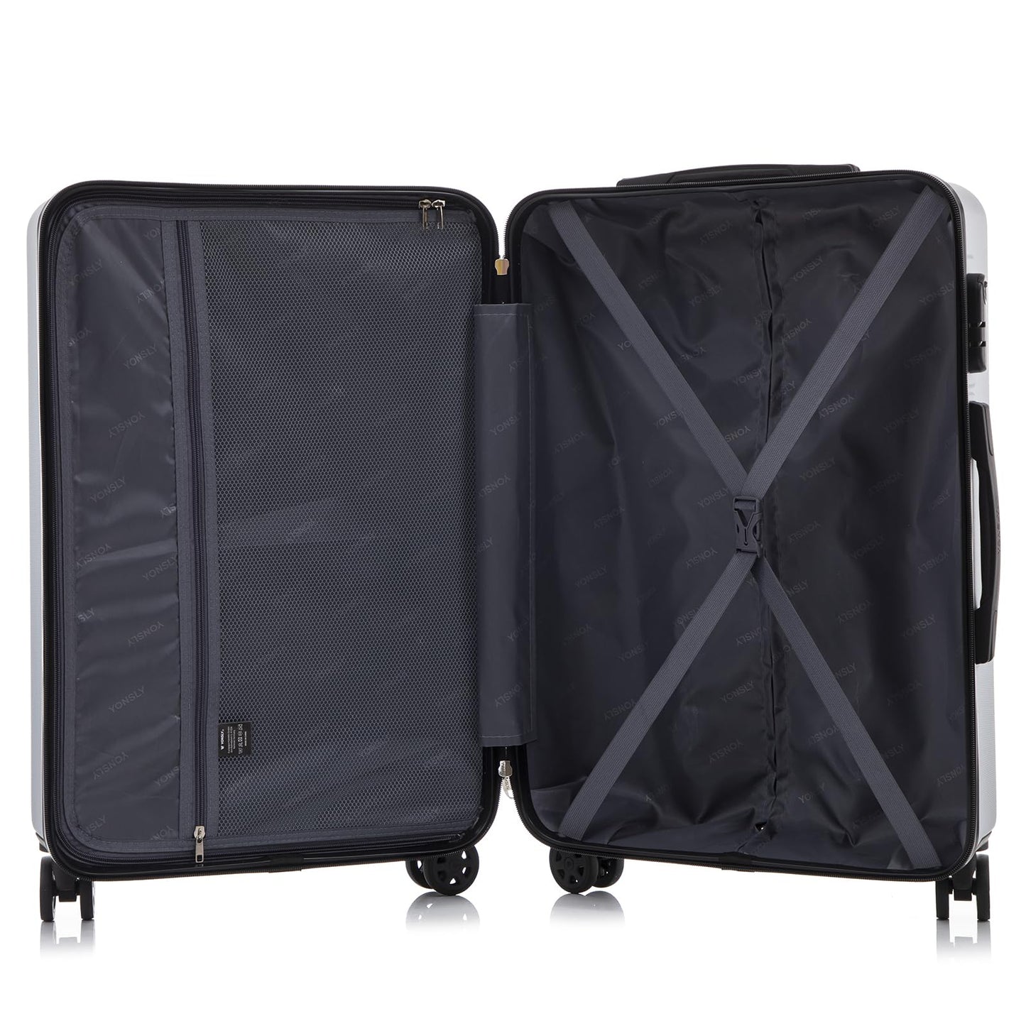 YONSLY® Trolley Reisekoffer Travel Suitcase, Rollkoffer Handgepäck, Hartschalenreisekoffer mit 4 Rollen 360°, Zahlenschloss, Weicher Gummigriff
