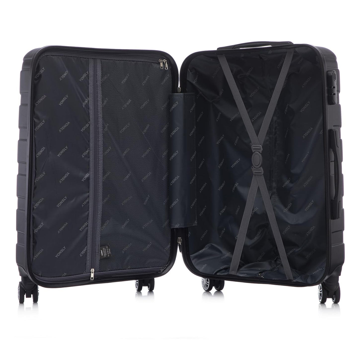 YONSLY® Travel Suitcase Trolley, Rolling Luggage Travel Carry-On Set, Cabin Suitcase, Suitcase with 4 360° Wheels, Combination Lock, Soft Rubber Handle, Hardshell Travel Suitcase
