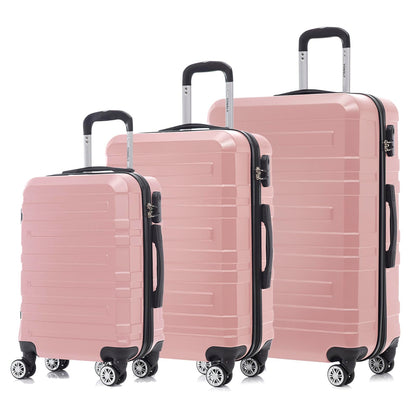 YONSLY® Travel Suitcase Trolley Rolling Luggage Carry-on Set, Suitcase Set, Luggage Set Hardside Travel Suitcase with 4 360° Spinner Wheels, Combination Lock, Soft Rubber Handle (3-Piece Set, M,L&XL)