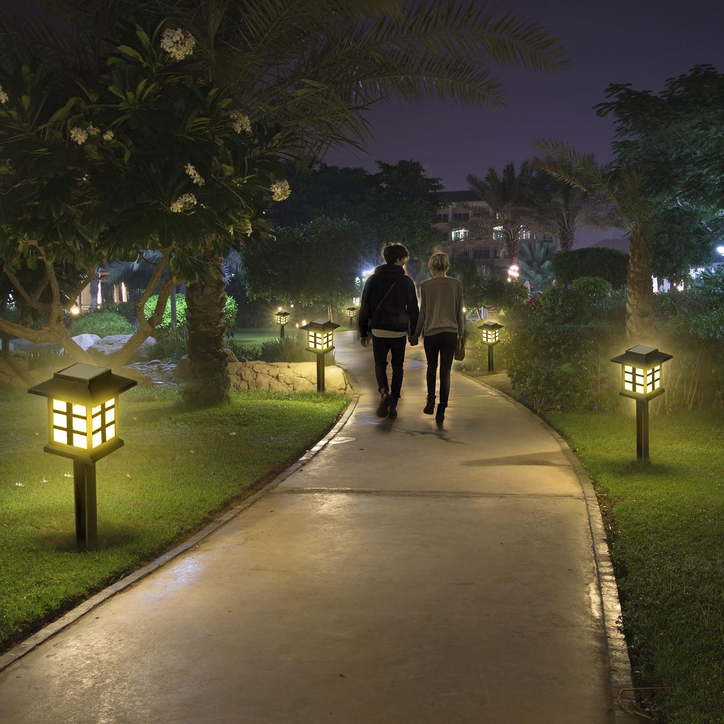 LQWELL® Solar Lights for Outdoor Garden, 8 Pieces Solar Garden Lights IP65 Waterproof, Retro Solar Lights, Warm White Decorative Pathway Lights, Vertical 37cm Height for Grass Patio Balcony Walkway