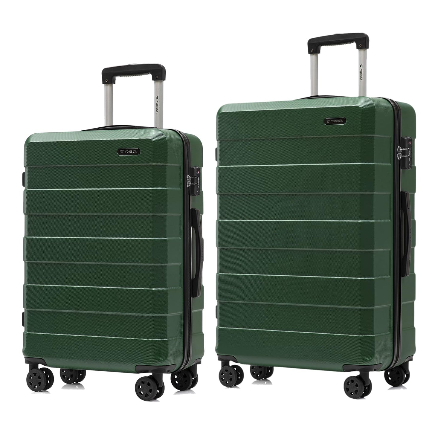 YONSLY® Premium Luggage TSA Lock, YKK Zipper Hardshell Suitcase Trolley Carry-on Spinner Suitcase Hand Luggage 4 Wheels (L-XL Set)