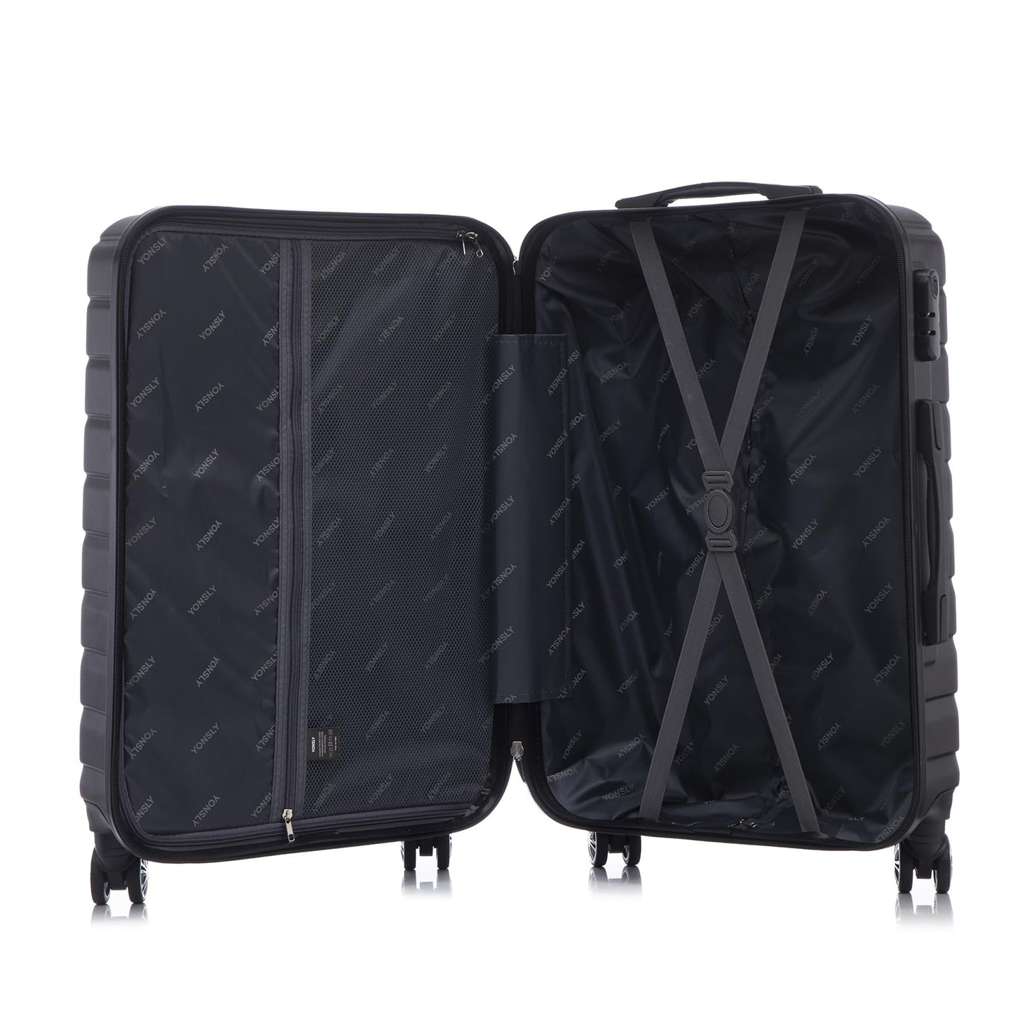 YONSLY® Reisekoffer Trolley Rollkoffer Handgepäck, Kabinenkoffer, Koffer Suitcase Travel Set Hartschalenreisekoffer mit 4 Rollen 360°, Zahlenschloss, Weicher Gummigriff