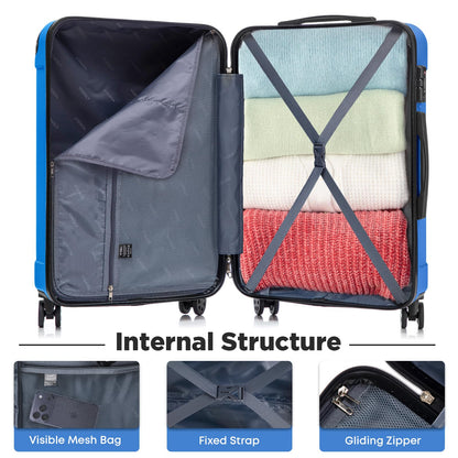 YONSLY® Premium Luggage TSA Lock, YKK Zipper Hardside Suitcase Trolley Cabin Suitcase Rolling Suitcase Hand Luggage 4 Wheels (M-L-XL-Set)