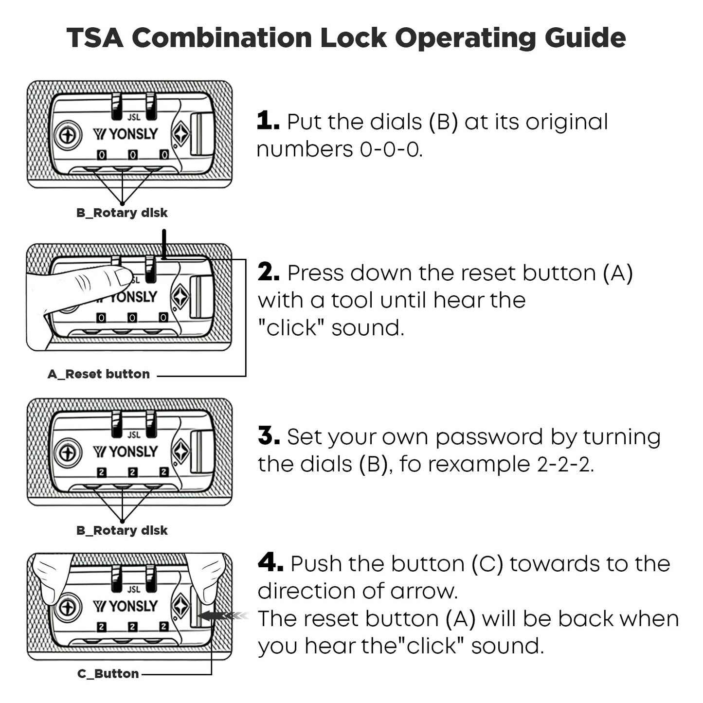YONSLY® Premium Travel Suitcase TSA Lock, YKK Zipper Hardshell Suitcase Trolley Cabin Suitcase Rolling Suitcase Hand Luggage 4 Wheels (L-XL-Set)