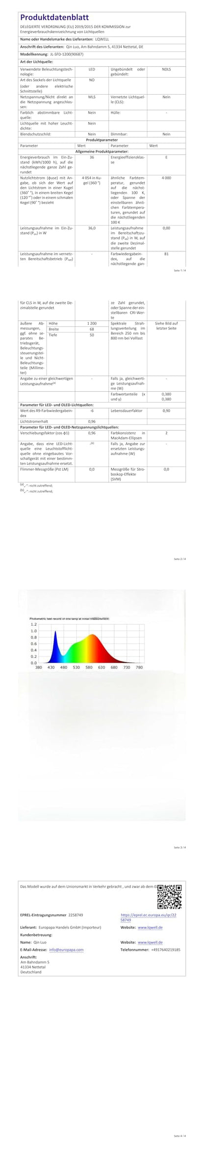 LQWELL LED Feuchtraumleuchte, LED Röhre 120x6.8x5cm IP65 Wasserfest, 36W 4050LM 4000K, Deckenleuchte Lange als Kellerleuchte, Wannenleuchte, Nassraumleuchte, Garagelampe, Werkstattlampe, 5 Stück