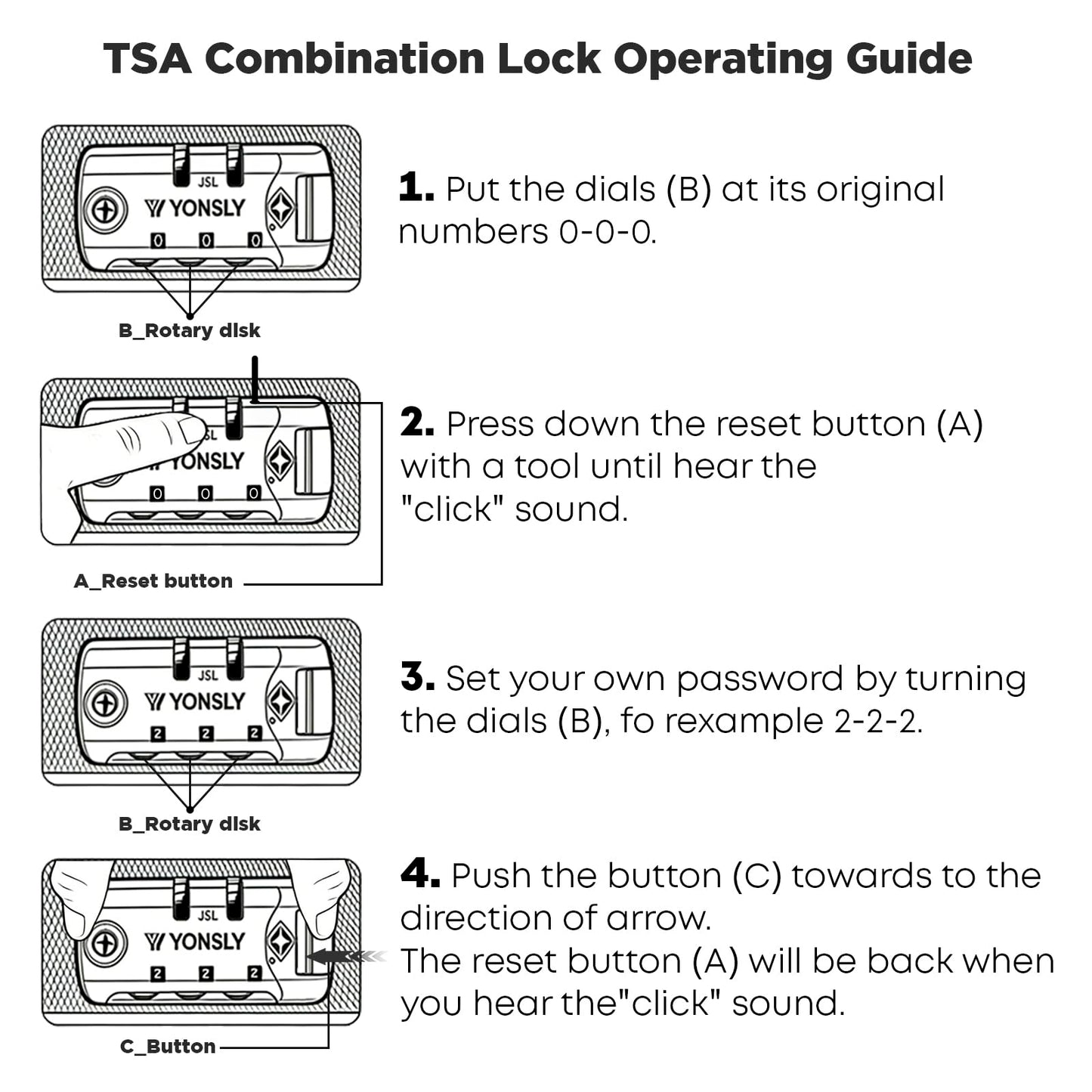 YONSLY® Premium Luggage TSA Lock, YKK Zipper Hardside Suitcase Trolley Cabin Suitcase Rolling Suitcase Hand Luggage 4 Wheels (M-L-XL-Set)