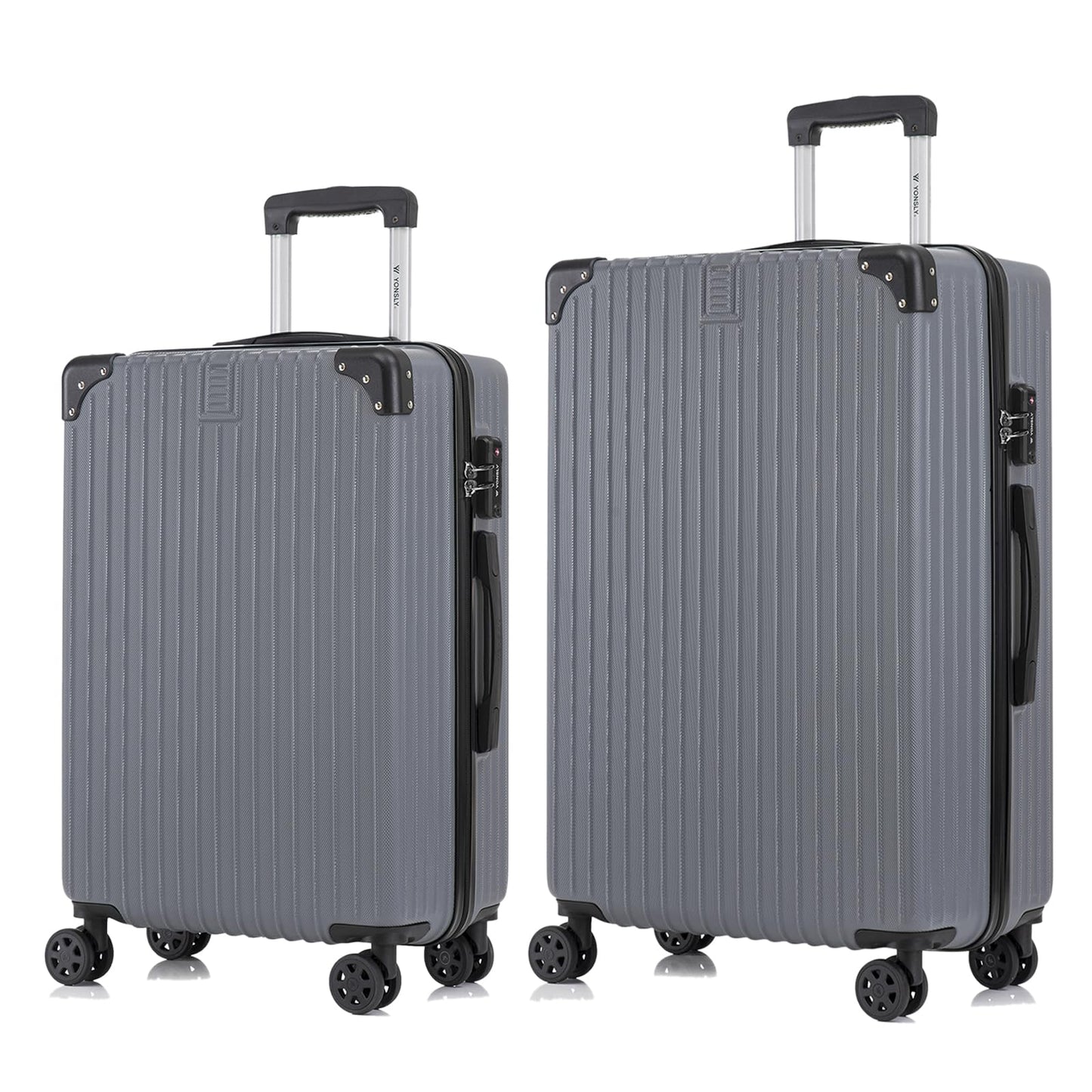 YONSLY® Premium Luggage TSA Lock, YKK Zipper Hard Shell Suitcase Trolley Cabin Luggage Roller Suitcase Carry-On 4 Wheels (L-XL-Set)