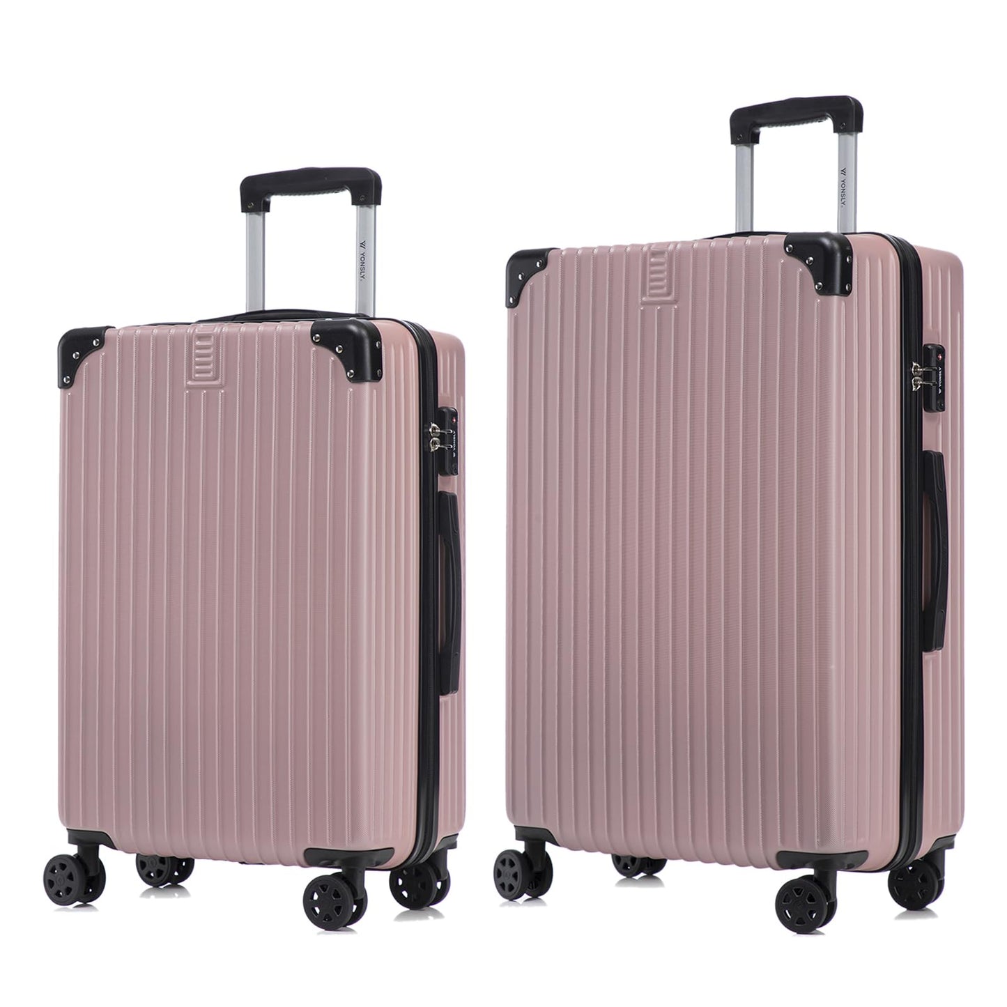 YONSLY® Premium Luggage TSA Lock, YKK Zipper Hard Shell Suitcase Trolley Cabin Luggage Roller Suitcase Carry-On 4 Wheels (L-XL-Set)