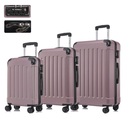 YONSLY® Premium Luggage TSA Lock, YKK Zipper Hardside Suitcase Trolley Cabin Suitcase Rolling Suitcase Hand Luggage 4 Wheels (M-L-XL-Set)