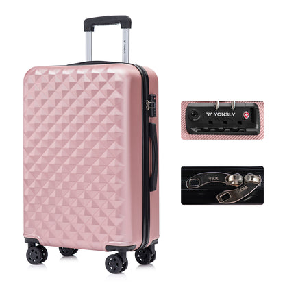 YONSLY® Premium Travel Suitcase TSA Lock, YKK Zipper Hard-Shell Suitcase Trolley Cabin Luggage Roller Suitcase Carry-on 4 Wheels