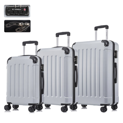YONSLY® Premium Luggage TSA Lock, YKK Zipper Hardside Suitcase Trolley Cabin Suitcase Rolling Suitcase Hand Luggage 4 Wheels (M-L-XL-Set)