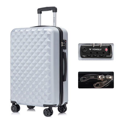 YONSLY® Premium Travel Suitcase TSA Lock, YKK Zipper Hard-Shell Suitcase Trolley Cabin Luggage Roller Suitcase Carry-on 4 Wheels