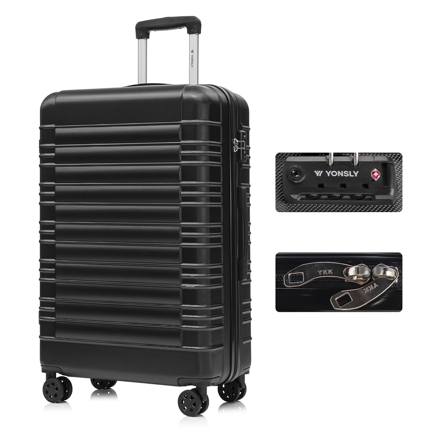 YONSLY® Premium Luggage TSA Lock, YKK Zipper Hardside Suitcase Carry-On Rolling Luggage Spinner 4 Wheels