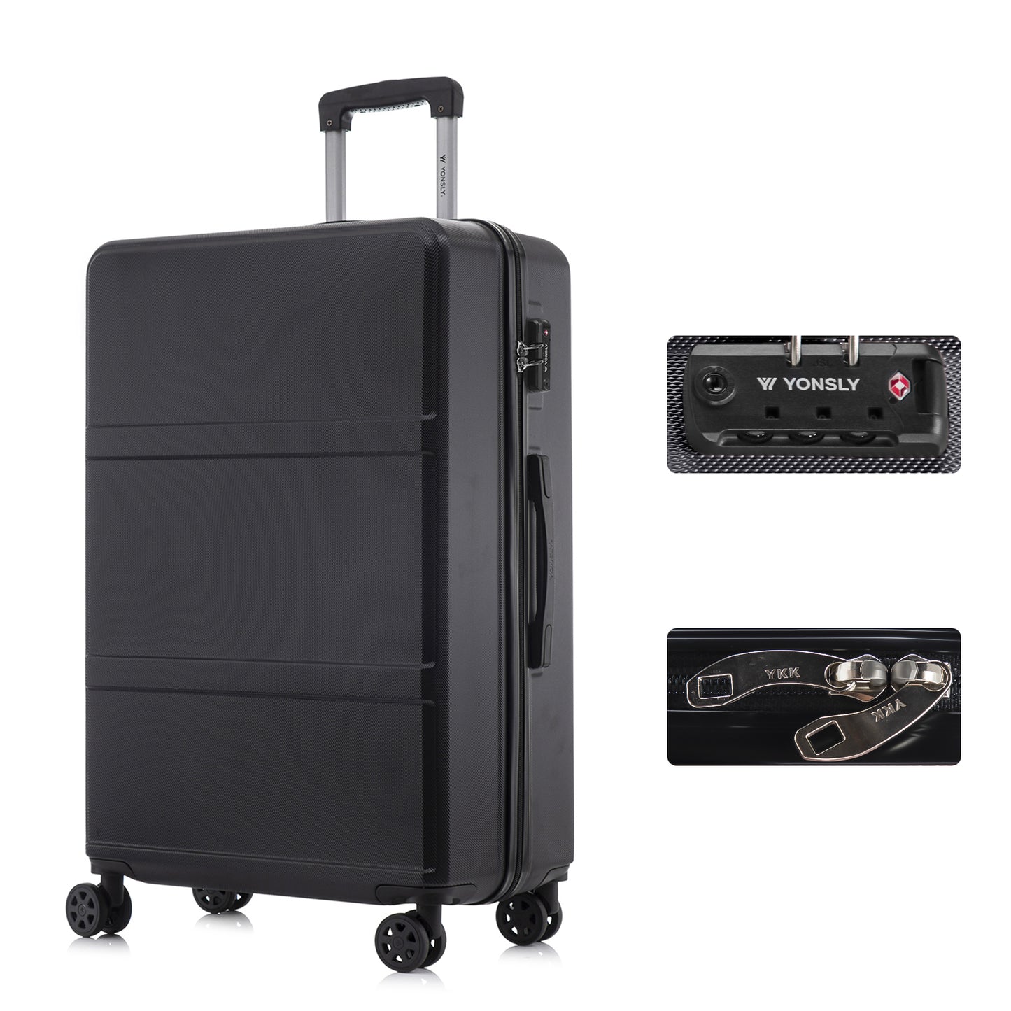 YONSLY® Premium Luggage TSA Lock, YKK Zipper Hardshell Suitcase Trolley Cabin Luggage Roller Suitcase Carry-on 4 Wheels