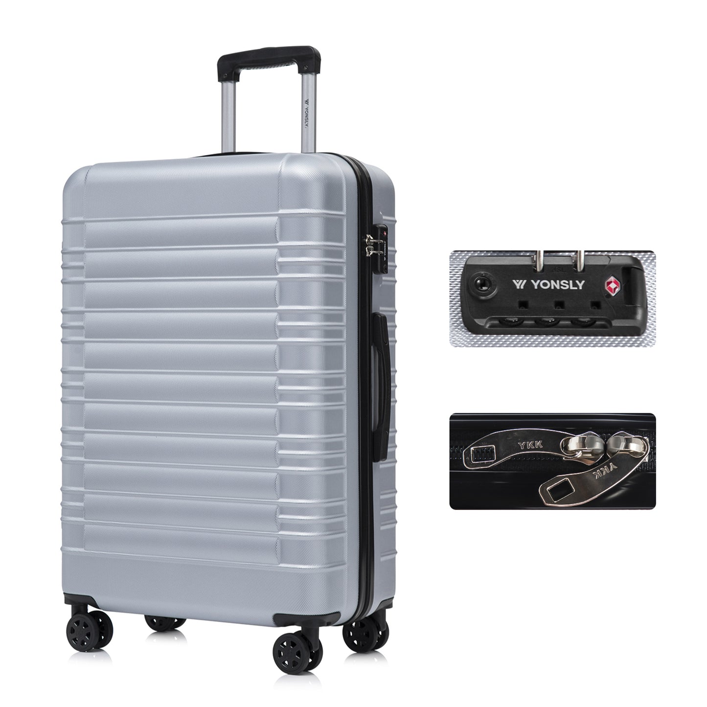 YONSLY® Premium Luggage TSA Lock, YKK Zipper Hardside Suitcase Carry-On Rolling Luggage Spinner 4 Wheels