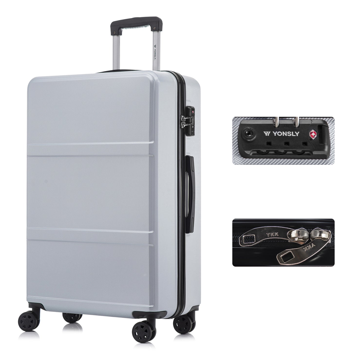 YONSLY® Premium Luggage TSA Lock, YKK Zipper Hardshell Suitcase Trolley Cabin Luggage Roller Suitcase Carry-on 4 Wheels