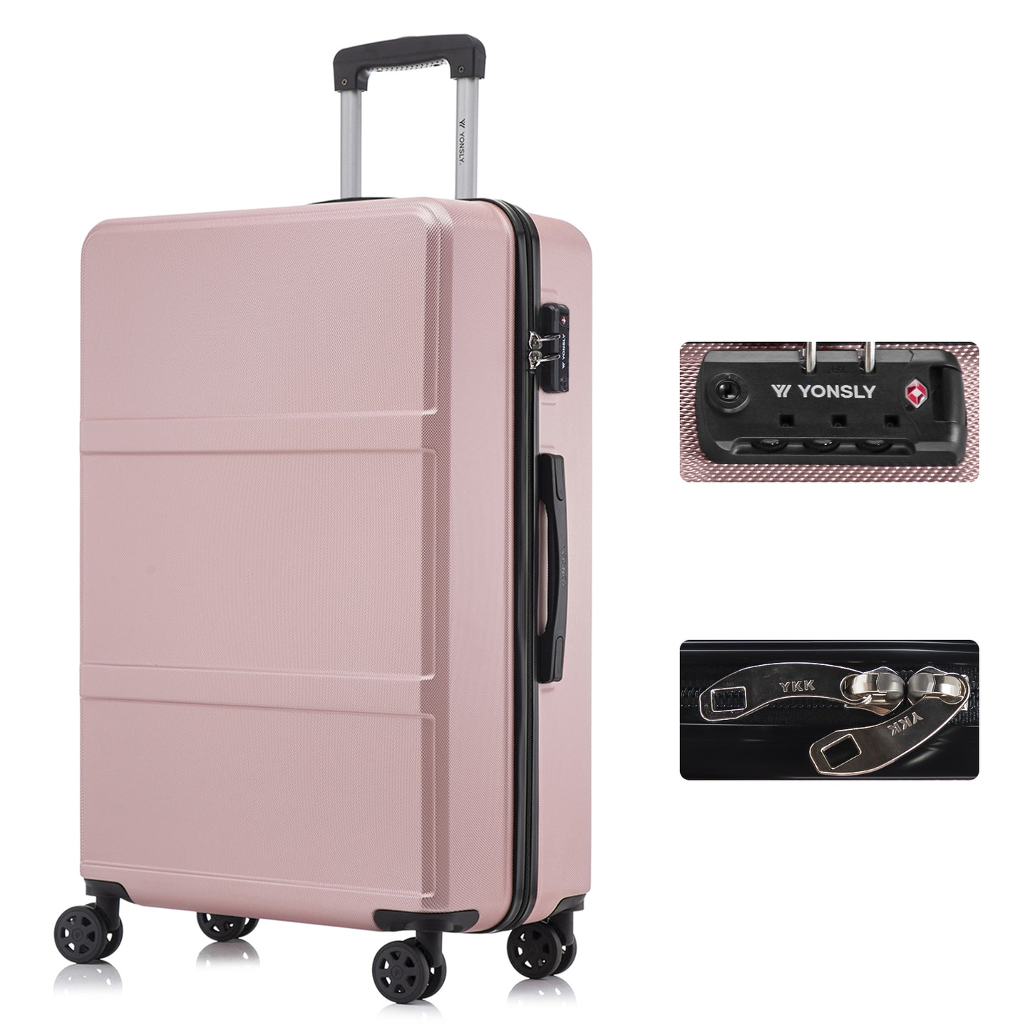 YONSLY® Premium Luggage TSA Lock, YKK Zipper Hardshell Suitcase Trolley Cabin Luggage Roller Suitcase Carry-on 4 Wheels