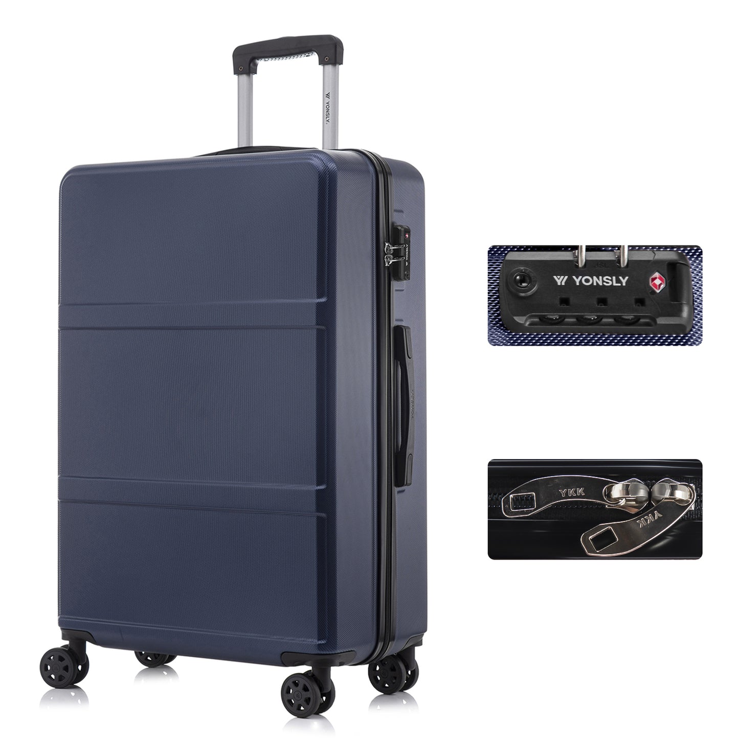 YONSLY® Premium Luggage TSA Lock, YKK Zipper Hardshell Suitcase Trolley Cabin Luggage Roller Suitcase Carry-on 4 Wheels