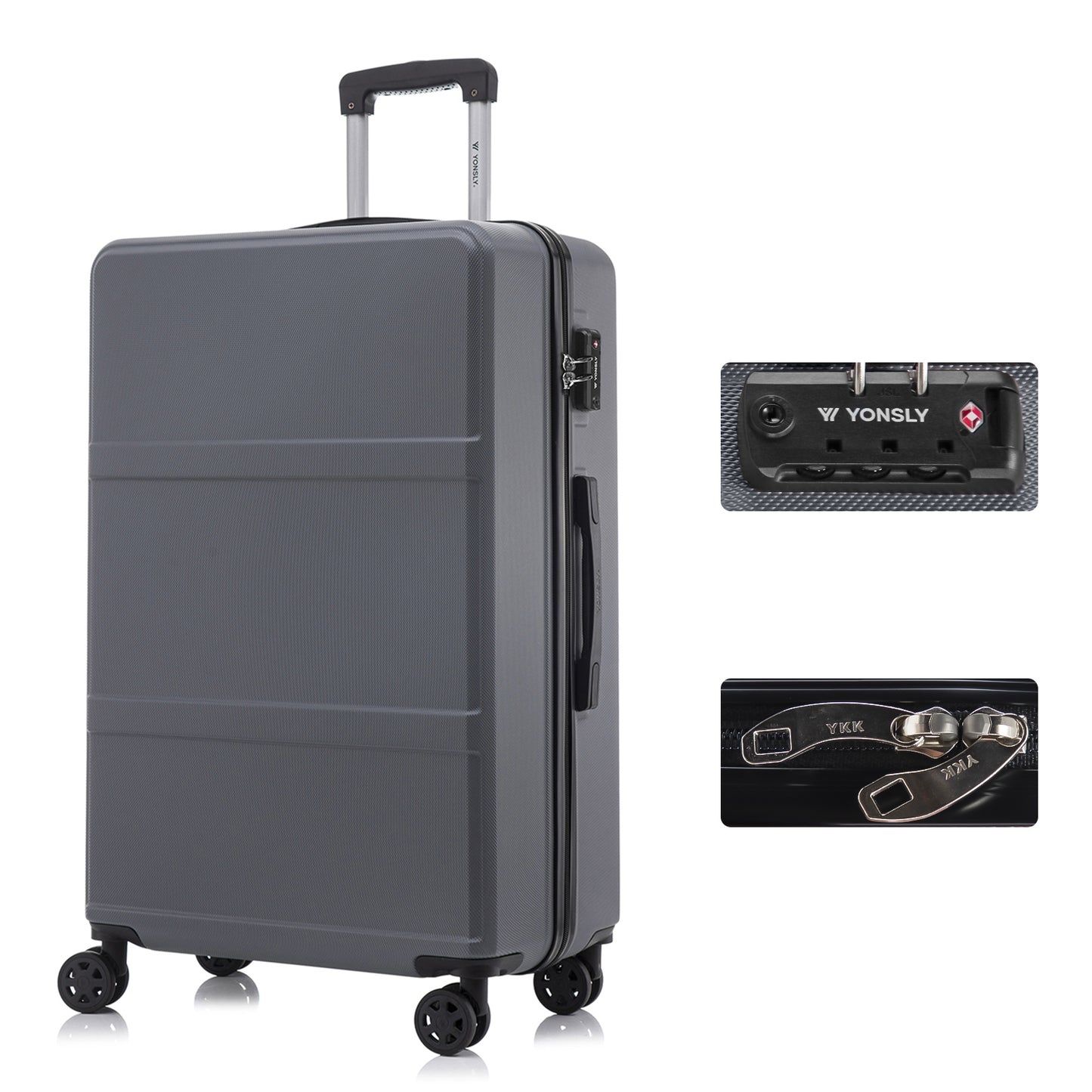 YONSLY® Premium Luggage TSA Lock, YKK Zipper Hardshell Suitcase Trolley Cabin Luggage Roller Suitcase Carry-on 4 Wheels