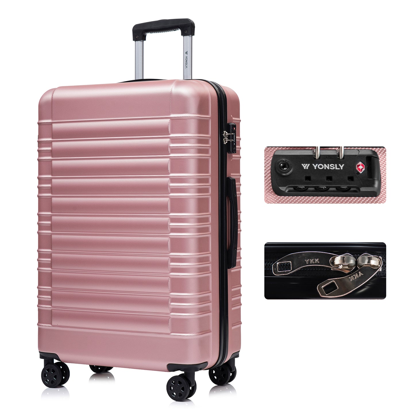 YONSLY® Premium Luggage TSA Lock, YKK Zipper Hardside Suitcase Carry-On Rolling Luggage Spinner 4 Wheels