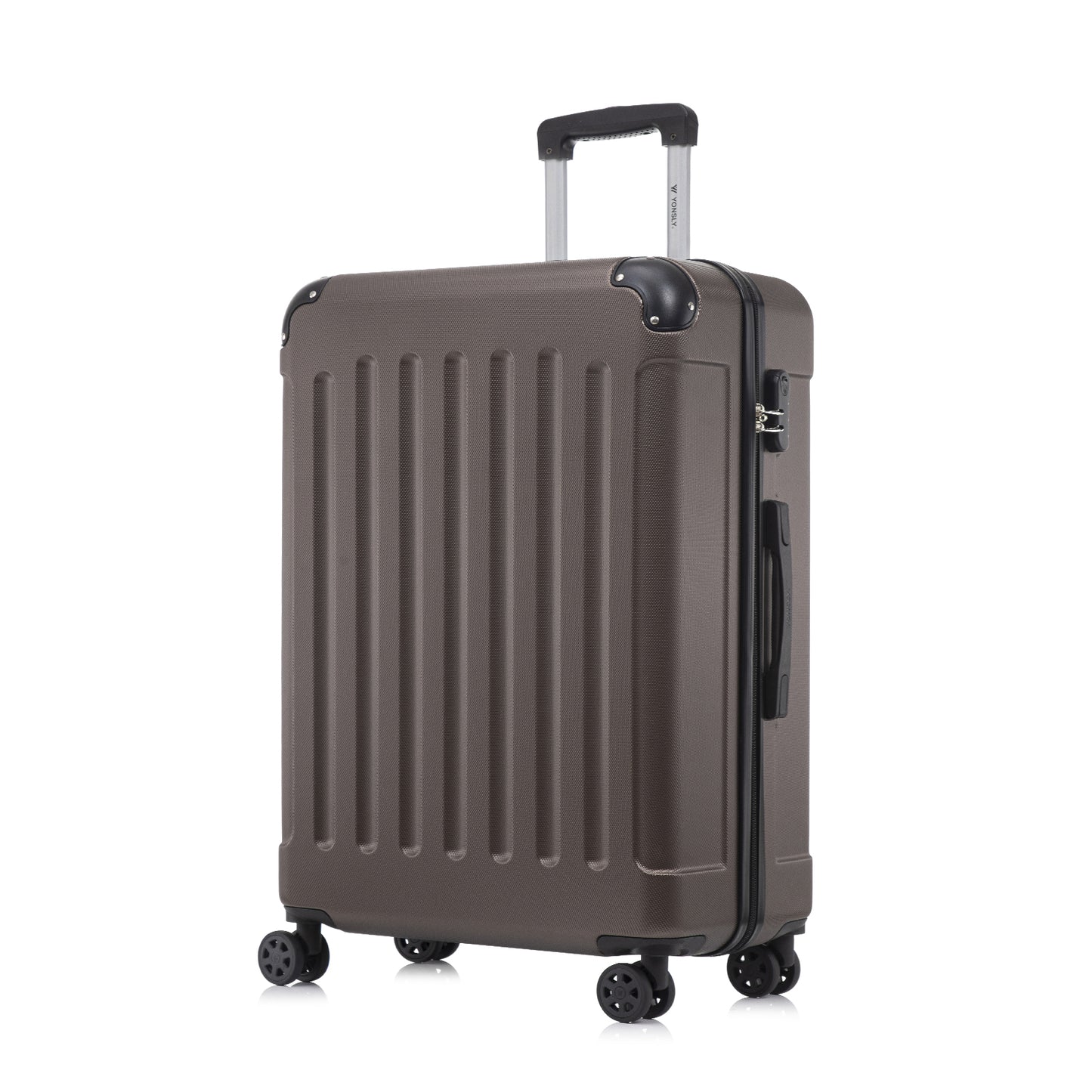 YONSLY® Suitcase, Trolley Travel Suitcase, Rolling Suitcase Carry-On with 4 360° Wheels, Hardshell Travel Suitcase, Combination Lock, Soft Rubber Handle