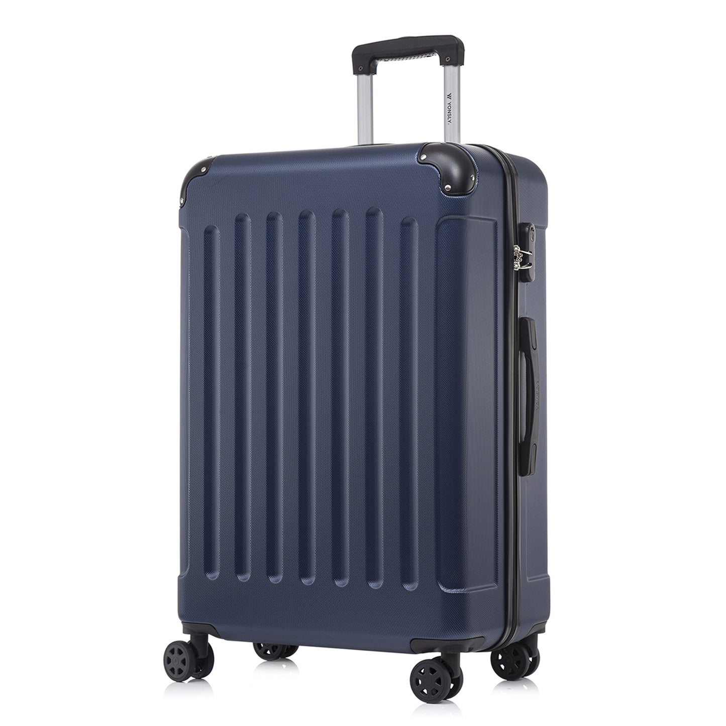 YONSLY® Suitcase, Trolley Travel Suitcase, Rolling Carry-on Luggage with 4 360° Wheels, ABS Hardshell, Security Lock, Soft Rubber Handle, 210D Lining